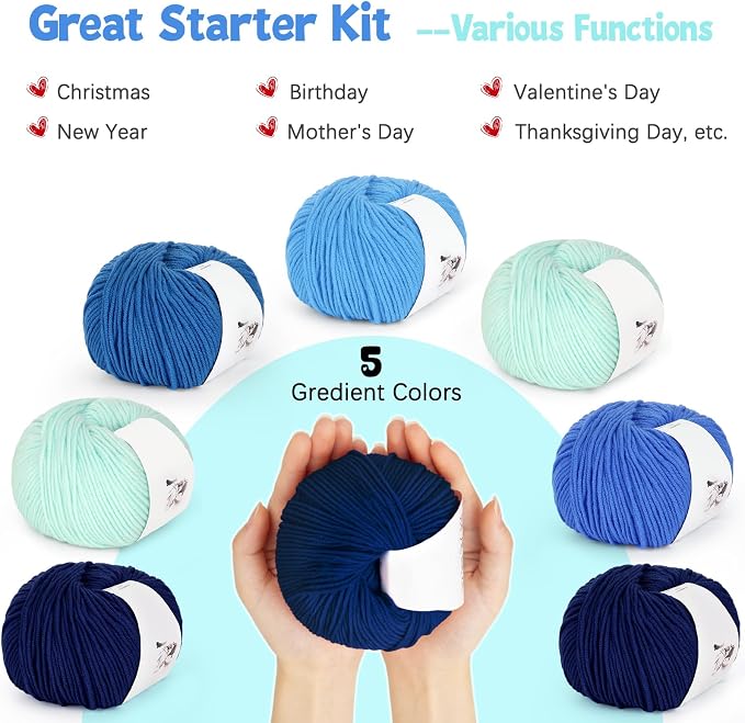 Katech 20 Skeins Cotton Yarn for Crocheting-Crochet Yarn Set-(Color F) | 55% Cotton 45% Acrylic#3 DK (Light)-Super Soft Milk Cotton Yarn-Great Crochet and Knitting Starter Kit for Colorful Craft