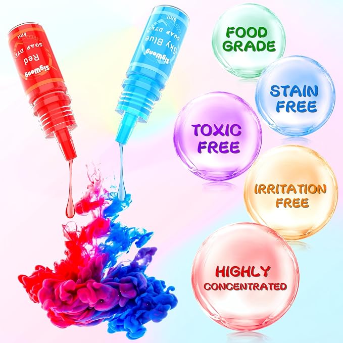 Bath Bomb Soap Dye - 36 Colors Concentrated Food Grade Skin Safe Liquid Based Colorant Vibrant Rainbow Coloring for Making DIY, Supplies Kit, Salt Crafting