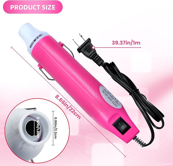 Heat Gun For Crafting, Mini Hot Air Gun For DIY Crafts,Heating Gun,Portable Heat-Gun Tool For Embossing Shrink Wrapping Drying Paint (Pink)