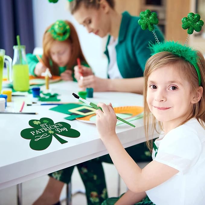 Large Size 7" Wooden Shamrock St. Patrick's Day Ornaments to Paint,Shamrocks Wooden DIY Blank Unfinished Round Wood Discs Ornament for Crafts Hanging Decorations(10PCS)