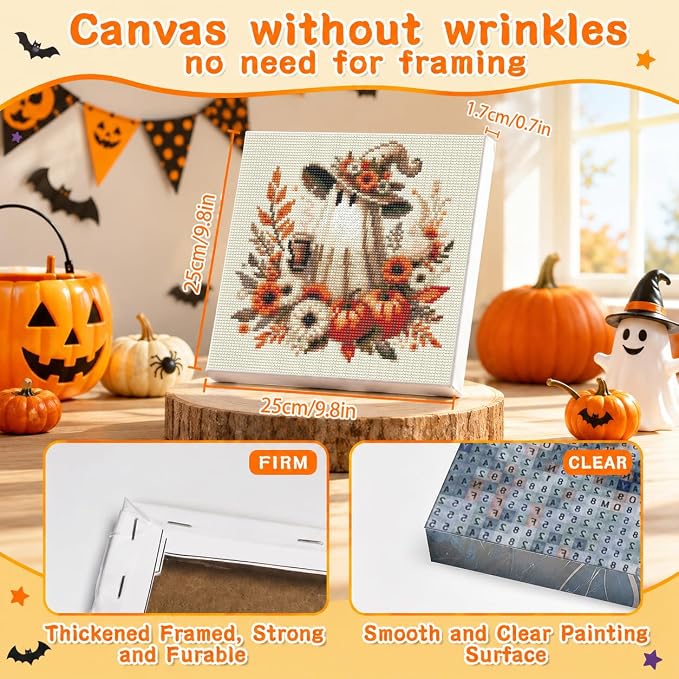 Ghost Diamond Art Kits for Adults with Frame,Halloween Diamond Painting Kit