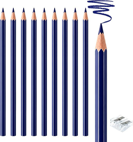 10 PCS Dark Blue Colored Pencils, Pre-sharpened Professional Wooden Art Pencils Set for Artists Painting | Premium Drawing Sketching Supplies