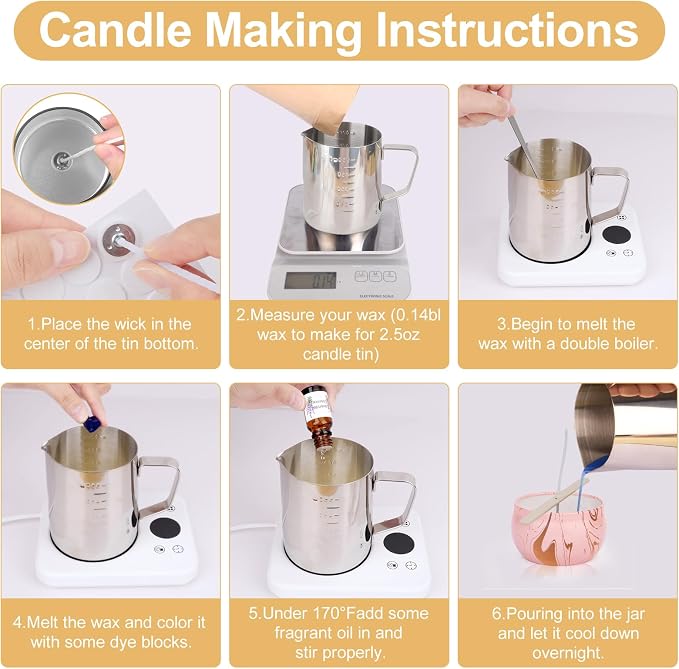 Candle Making Kits for Adults, Candle Making Supplies Accessory for Beginner, DIY Scented Candle with Beeswax, Essential Oil, Wicks, Wax Melting Pot, Moulds, Candle Jars, Dye, Make Your Own Candle
