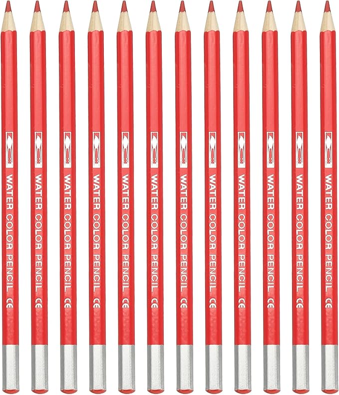 PATIKIL Watercolor Pencil, 12Pcs Water Soluble Pencils for Blending, Coloring, Sketch Drawing, Painting, Bright Red