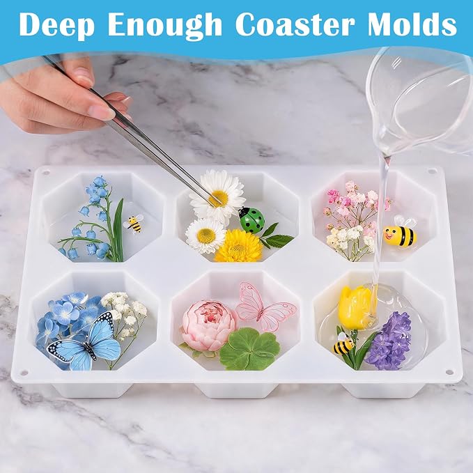 YOILES Deep Coaster Resin Molds Silicone,Epoxy Resin Molds | Octagon Silicone Molds for Resin Casting Craft Mold for Flower Preservation DIY Art(Octagon)