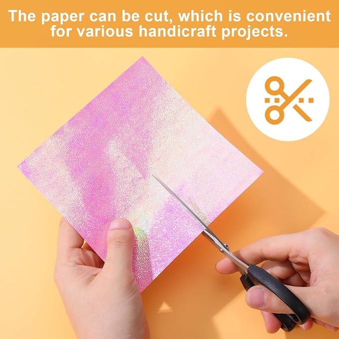 100 Sheets Iridescent Origami Paper, 6in Glitter Folding Paper