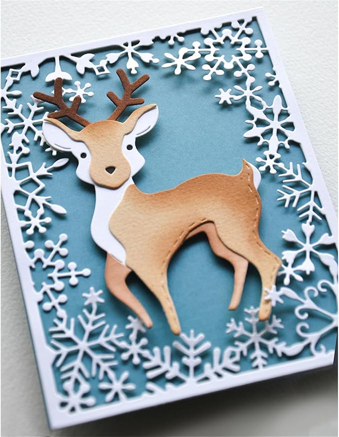 Cutting Dies 3D Background Frame Metal Stencils Scrapbooking Tools DIY Craft Carbon Steel Embossing Template for Paper Card Making Album Arts Supplies (Frame 12-snowflake 11.1x14.3cm)