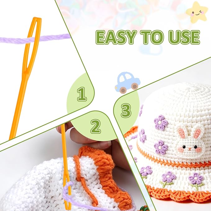 359PCS Crochet Accessories Kit, 7 Color Knitting Locking Stitch Markers with 9 Yarn Needles, Stitch Markers for Crocheting, Plastic Safety Pins for DIY & Craft Sewing