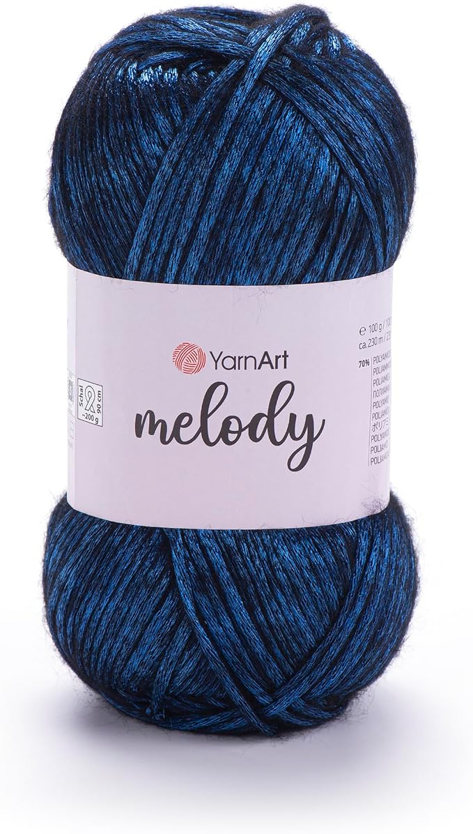 YarnArt Melody Variegated Chainette – Metallic Sheen Fiber for Knitting, Crochet & Embroidery, 100g (3.5 oz) Skein, 230m (251 yd), Premium Blend of 70% Polyamide 21% Acrylic 9% Wool (900)