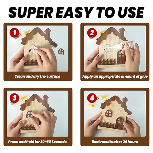 Wood Super Glue 60 Gram Clear Instant CA Glue for Woodworking Wooden Crafts Carpenters & Hobby Models, Heavy Duty Wood Furniture Repair for Chairs, Cabinets Strong All Purpose Cyanoacrylate Adhesive
