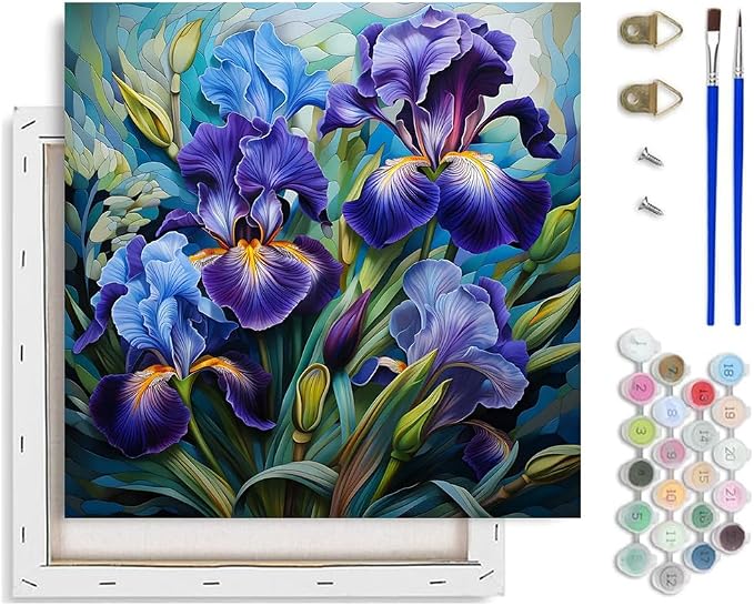 TCDZMYGS Flower Paint by Numbers Kit for Adults Beginner,10x10 inch | Paint by Number for Beginner,Adult Paint by Number,HD Color Canvas,DIY Tool Kits,Stress Relief Craft,Great Gift,With Frame