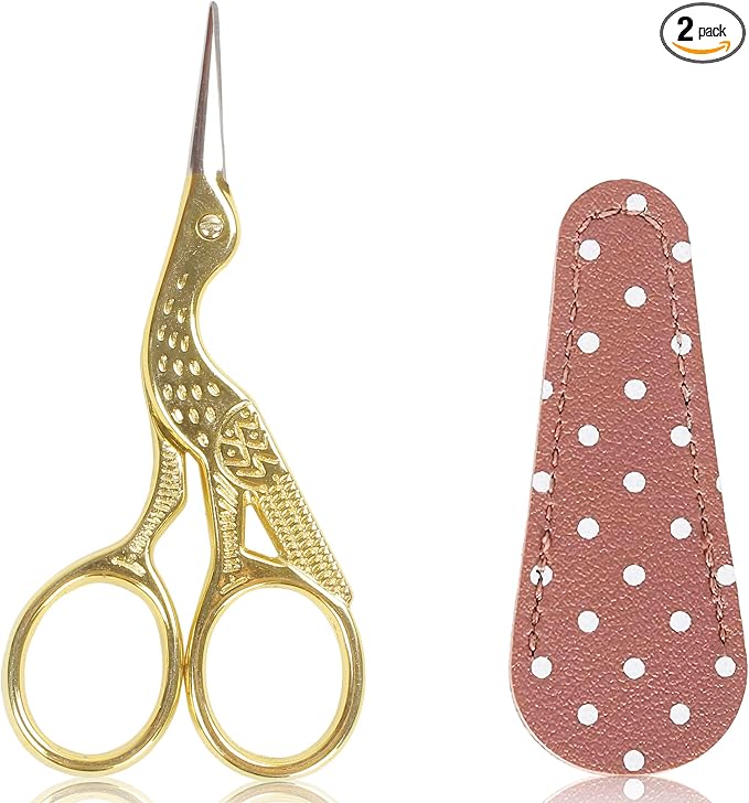 BIHRTC 3.6inch Little Embroidery Scissors Sharp Stainless Steel Tip Sewing | Cross Stitch Scissors for Office Home Manual Sewing Handicraft DIY Tool Art Work Needlepoint Crochet Vintage Detail Shears