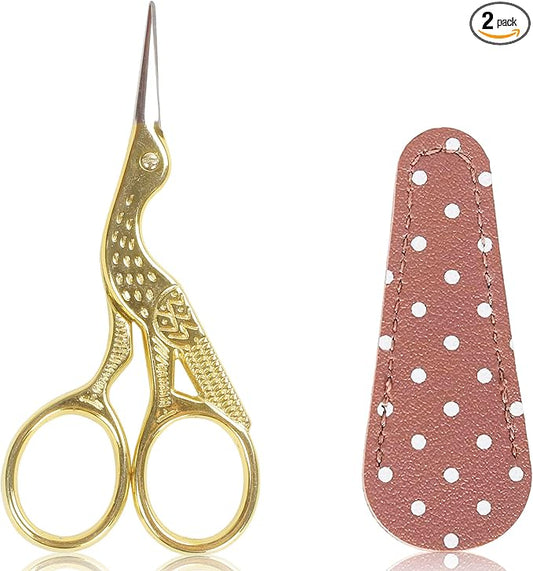 BIHRTC 3.6inch Little Embroidery Scissors Sharp Stainless Steel Tip Sewing | Cross Stitch Scissors for Office Home Manual Sewing Handicraft DIY Tool Art Work Needlepoint Crochet Vintage Detail Shears