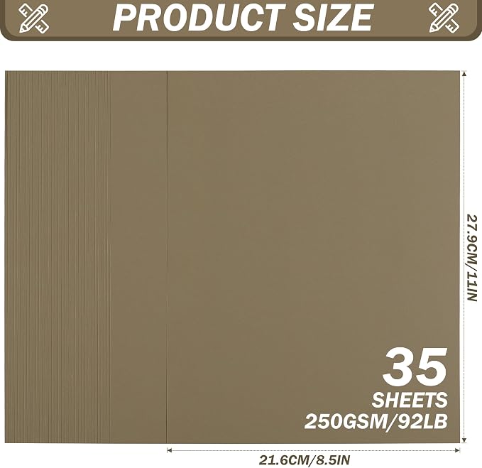 35 Sheets Chocolate Brown Cardstock 92LB Construction Paper 8.5 x 11 Inch