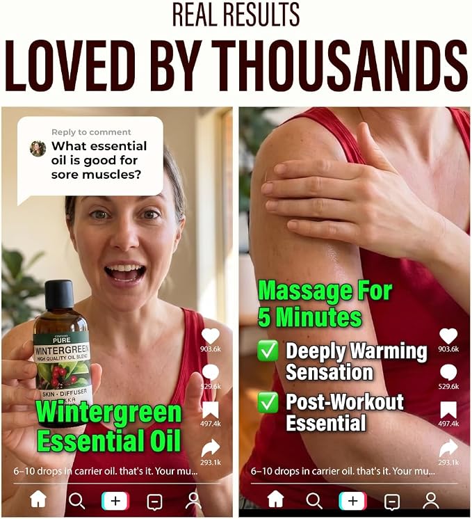 Kukka 100% Pure Wintergreen Essential Oil for Skin, Diffuser, 3.4 Fl Oz | Undiluted Wintergreen Oil for Cooling Massage Blends, Post-Workout Aromatherapy, Diffuser & DIY Soap Making
