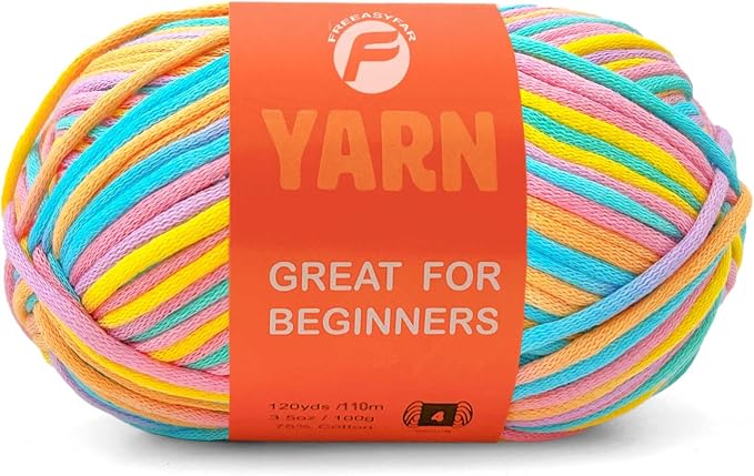 Beginner Easy Yarn for Crocheting and Knitting, Coral | 3.5Oz/120yds，Medium Worsted Weight 4, Easy-to-See Stitches, Soft and Smooth Cotton Blend Yarn for Beginners Amigurumi DIY