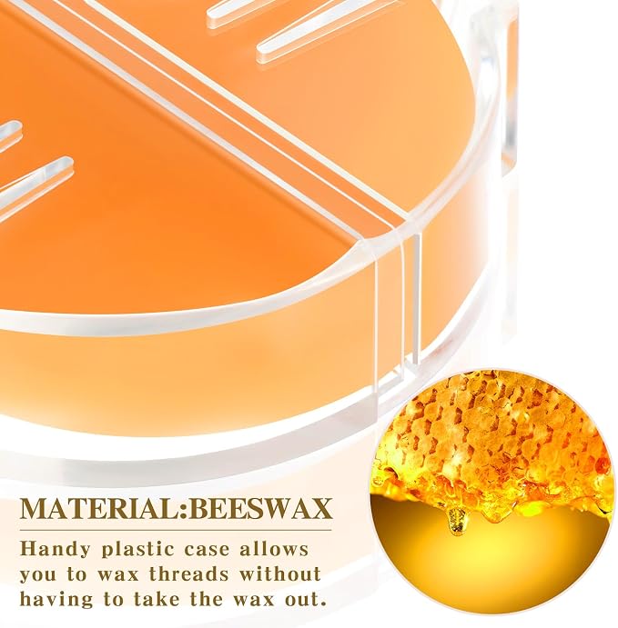 Maitys 2 Pcs Thread Wax Beeswax for Hand Sewing,Deep Yellow, Clear Case | Conditioner for Embroidery Quilting, Strengthens Sewing Line Reduces Fraying, Clear Case Storage, Natural Beeswax Formula
