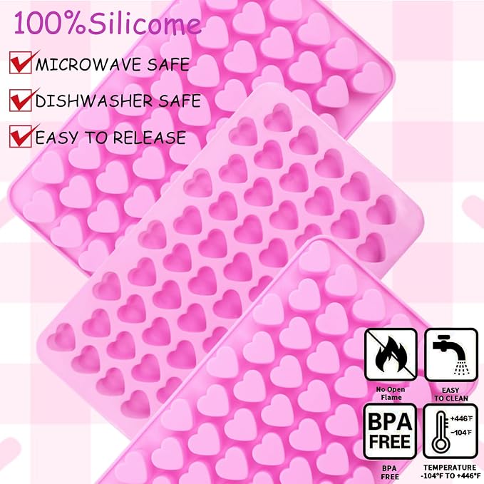 3 Pack Wax Melts Molds Silicone,Mini Heart Molds Candle Mold