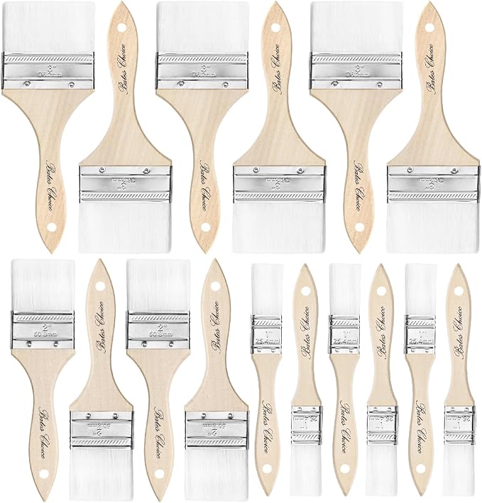 Bates Chip Paint Brushes, 18 Pack, 1", 2", 3", Synthetic Bristles Painting Brushes Set, Chip Brush, Wood Stain Brush Set