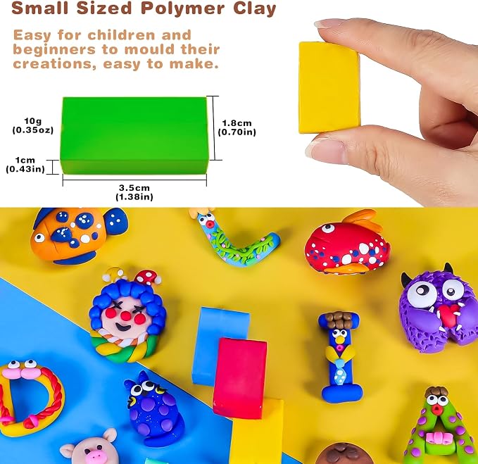 CiaraQ Polymer Clay Kit, Mini Modeling Clay Set | for Kids/Beginners/ Artist, 48 colors