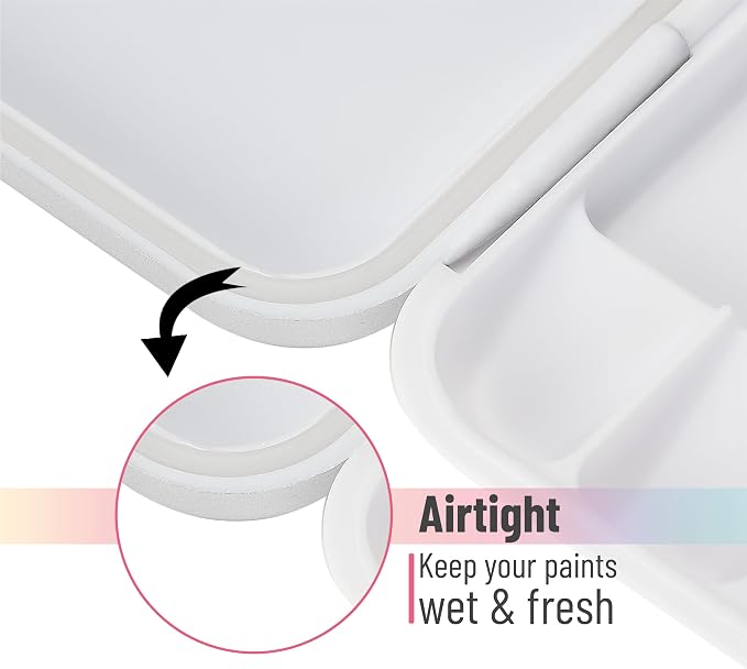Mr. Pen- Airtight Watercolor Palette with Lid, 4 Pack | 18 Wells & 2 Mixing Areas, Lightweight Sealing Paint Palette for Travel, Painting, Watercolor Mixing