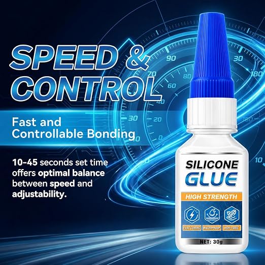 Silicone Glue Clear, 30g Strong Adhesive for Rubber, Liquid Silicone, TPU, TPR & TPE, Fast Curing, Waterproof, Flexible Bonding