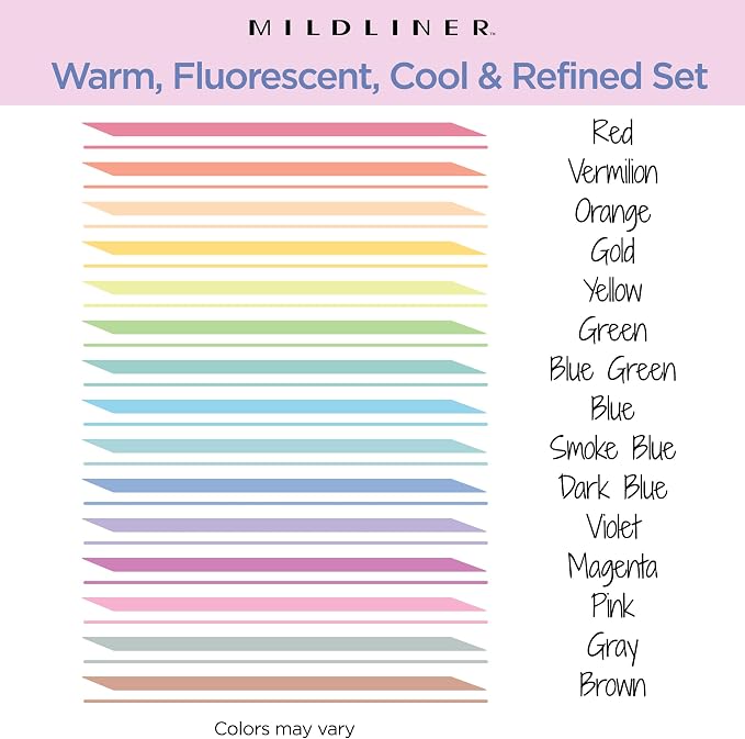 Zebra Pen MILDLINER No Bleed Highlighter, Assorted Colors, Dual Tip, 15-Pk | Broad and Fine Point Tip Marker Set, Ideal for Bible Highlighting, Journaling, School, Teacher and Office Supplies (78115)