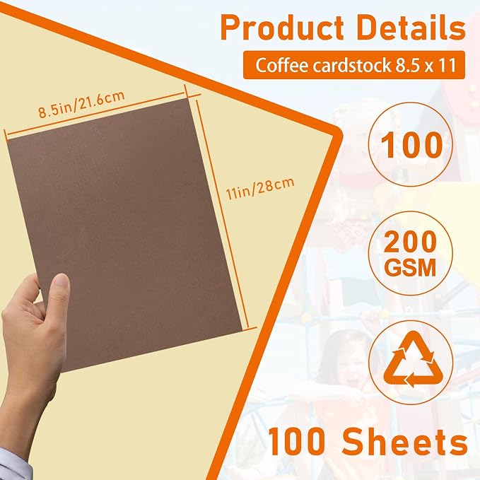 Guakicae 100 Sheets Coffee Color Cardstock 8.5 x 11 Craft Paper 75lb