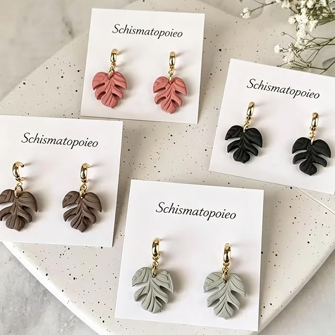 Boho Leaf Polymer Clay Cutters Set - 11Pcs Tropical Leaf Clay Earring Cutters，Tropical Leafs Polymer Clay Set for Jewelry Making, Gift for Wife, Friends, Sisters & Family