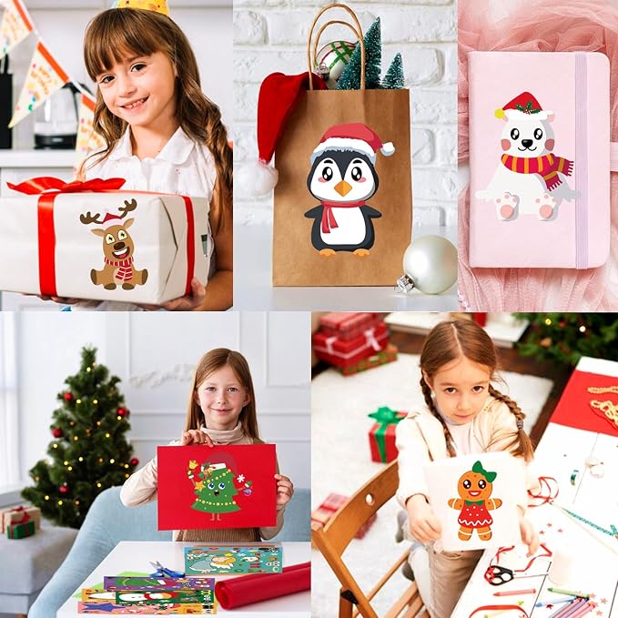 36 Sheets Christmas Stickers, Christmas Crafts Make Your Own DIY Stickers for Holiday Games Gifts Party Supplies