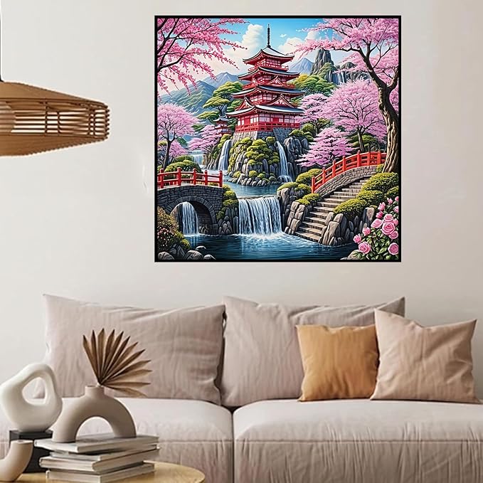 HHMATITS Cherry Blossom Diamond Art Kits for Adults 14X14IN