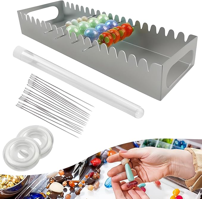 Uiyofok Bead Baking Rack,Polymer Clay Tools for Bead Maker,Drying Rack for Polymer Clay Jewelry Making Supplies(with 20 Pins & 2 Roll of Elastic Strings)