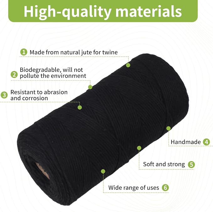 Joyberg Cotton Twine: 984 Feet / 300 Meters - Gardening & Crafts String Thin Threadcord
