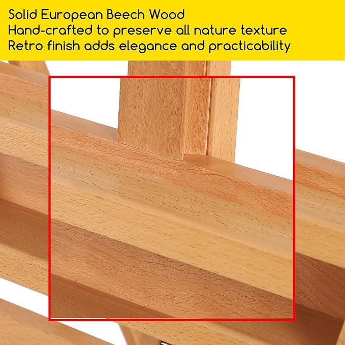 MEEDEN Studio Wood H-Frame Easel: Art Easel with Storage for Artist | Beech Wooden Artist Painting Easel - Floor Easel with Movable Tilting for Adults Artist Art Students Beginners Natural