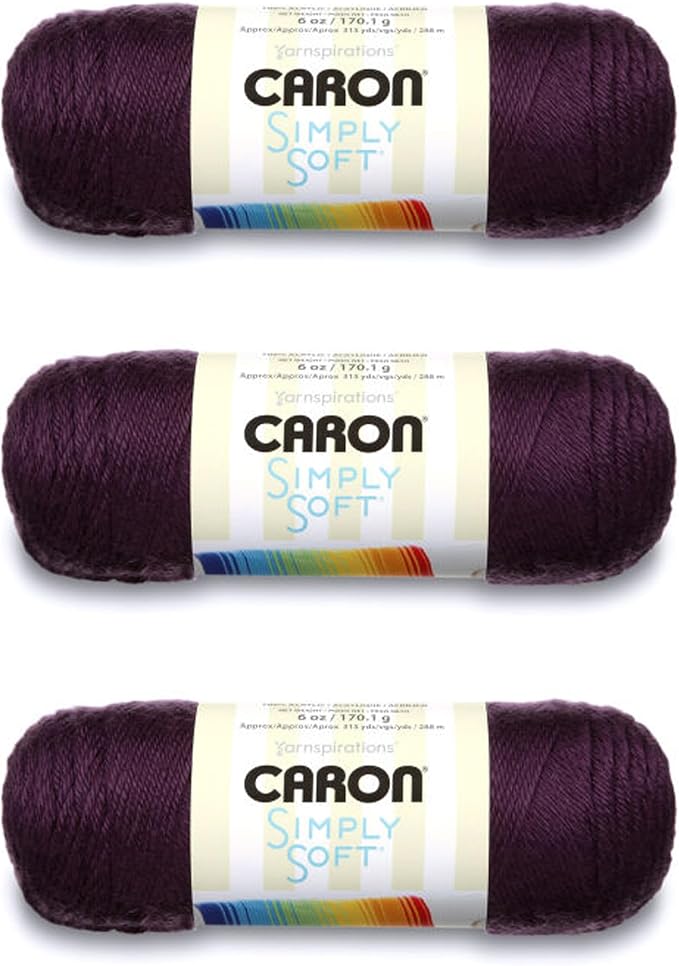Caron Simply Soft Solids Yarn (4) Medium Gauge 100% Acrylic - 6 oz - Plum Perfect - Machine Wash & Dry