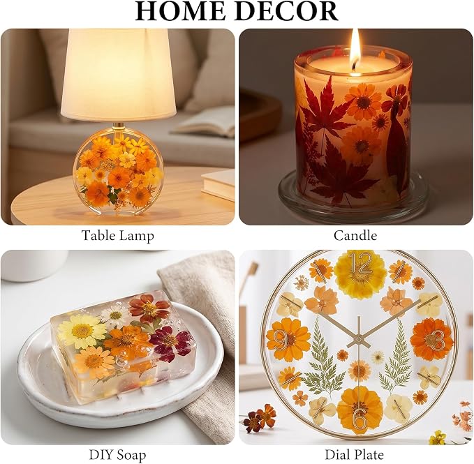 NESCCI 277 Pcs Autumn Dried Flowers for Crafts,Real Nature Dried Flowers for Craft Bulk Dry Flowers Leaves Kit Used for Resin Molds Scrapbooking DIY Art Crafts Candle Soap Making Nails Décor
