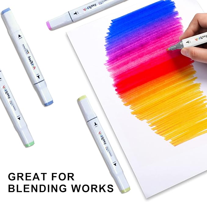 ArtBeek 80 Color Alcohol Markers Set, Coloring Markers for Adult Coloring Books No Bleeding, Dual Tip (Chisel & Fine Tip)