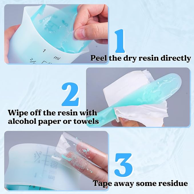 LET'S RESIN Silicone Measuring Cups, 450 ml and 100 ml Mixing Kit | Two-Scale Reusable Silicone Cups and Stirring Sticks Are Easy to Clean for Resin Molds, Pigments and Glitter Tumblers