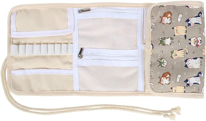 Teamoy Crochet Hook Case Organizer, Crochet Hook Roll Bag, Cartoon Cats