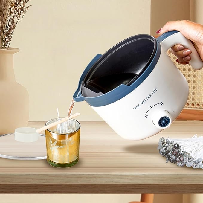 Ksedcon Electric Wax Melting Pot for Candle Making with Pouring Spout | Wax Melter Pot Kit Included Thermomelter Wicks, Wick Stickers, Centering Device, Stirring Spoon