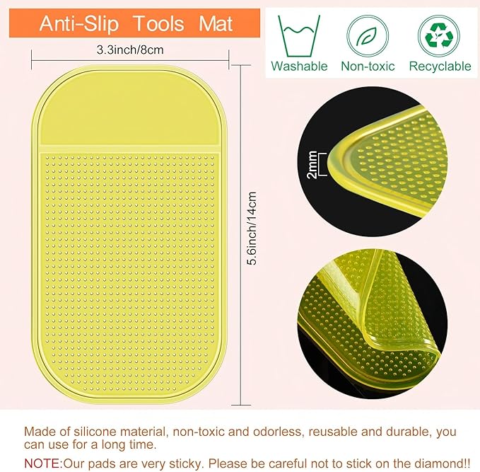 Blulu 6 Pcs Diamond Art Painting Accessories and Tool, Colorful Color Style | Reusable Gel Holder for Art Supplies, Anti-slip Tools Keep Diamonds Secure, Sticky Mat Tray 5.6x3.3 in for Adults Crafts