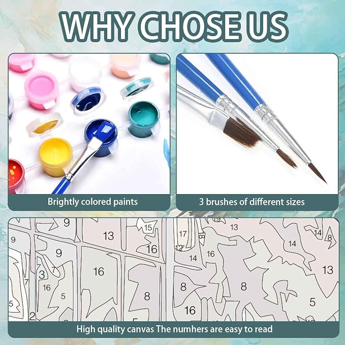 Yunruily Paint by Numbers Adults Bookshop-Paint by Numbers Kits for Adults,Paint by Numbers for Adult Canvas for Gifts Home Wall Decor(16x20inch)