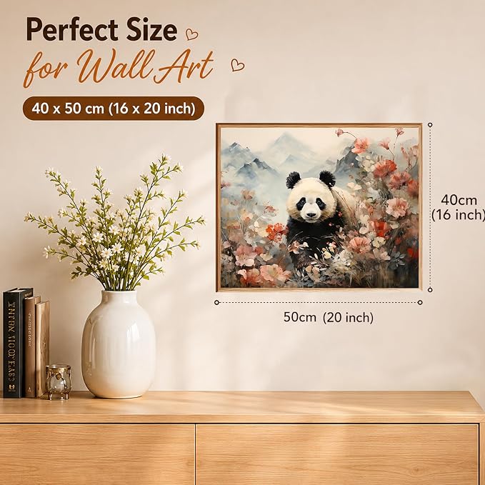AUKELHJ Paint by Numbers Kit for Adults Beginner, Panda, 16X20 Inch | Paint by Number for Adults, Beginner Friendly, High-Definition Color Canvas, Stress Relief, Home Decor, Gifts, Unframed