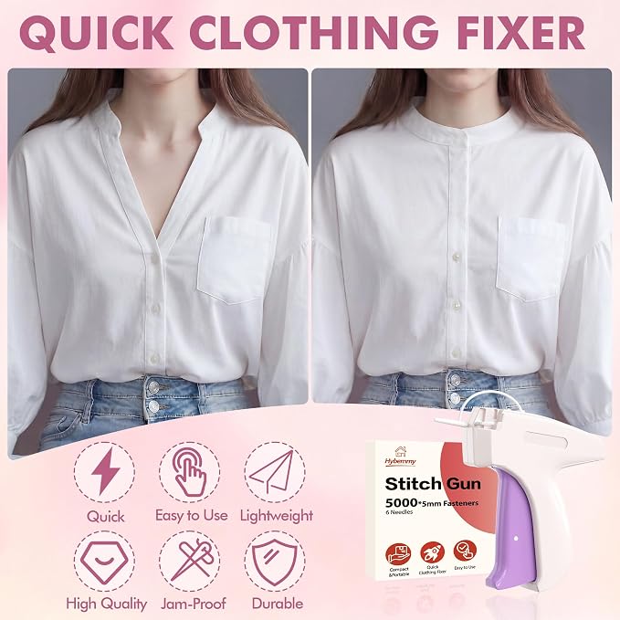 Stitch Gun for Clothes, Tagging Gun, Quick Clothing Fixer, White