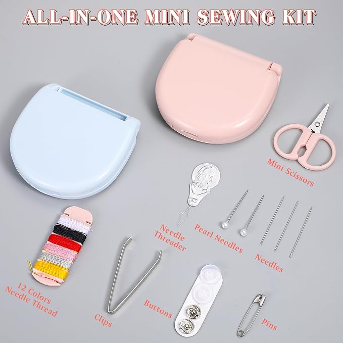 Yuxung 50 Pieces Mini Travel Sewing Kit Basic Portable Emergency Sewing Repair Kit in Bulk with Threads Scissors Needles for Beginner Traveler Hotel Charity Homeless