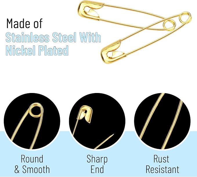 Mr. Pen- Small Safety Pins, 1.1 Inch, 1000 Pack, Nickel Plated Steel, Gold