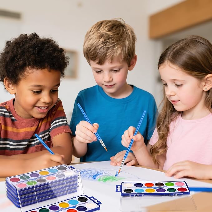 36 Pack Watercolor Paint Set Bulk, Washable Non-Toxic Water Colors for Kids | 12 Color Water Color Paint Set for Kids, Beginners and Adults, Water Paint with Paintbrush for Party Favor, Classroom