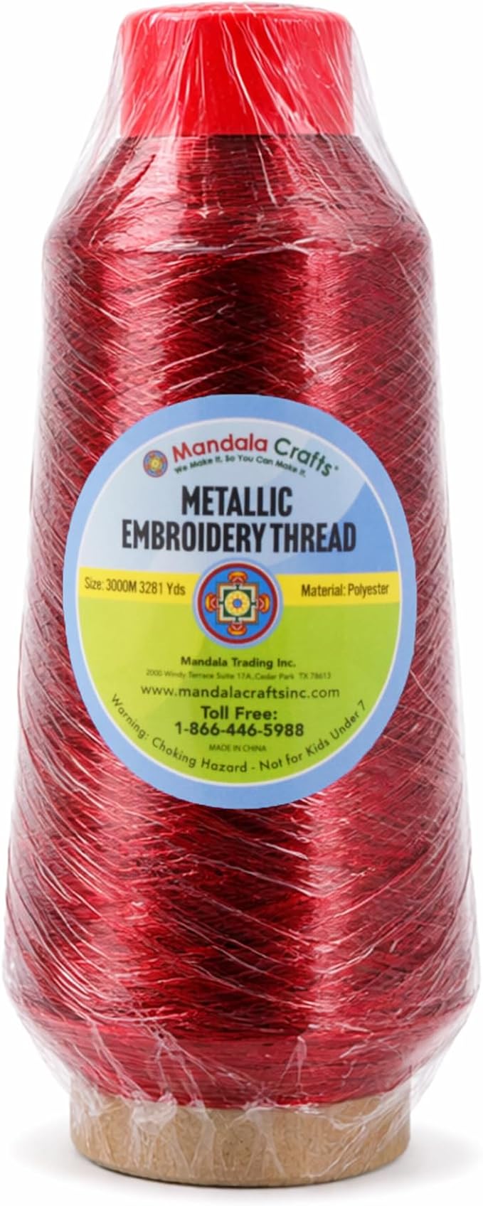 Mandala Crafts Metallic Burgundy Embroidery Floss for Sewing, 3281 Yard Spool