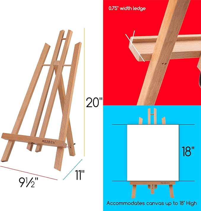 MEEDEN 20 Inch Tabletop Easel: 12 Pack Beech Wood Easel for Painting