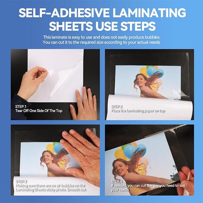 36 Sheets Transparent Laminate Sheets Self Adhesive Laminating Sheets